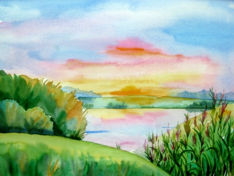 Meltem Kilic, Sunset, 2013, Watercolor